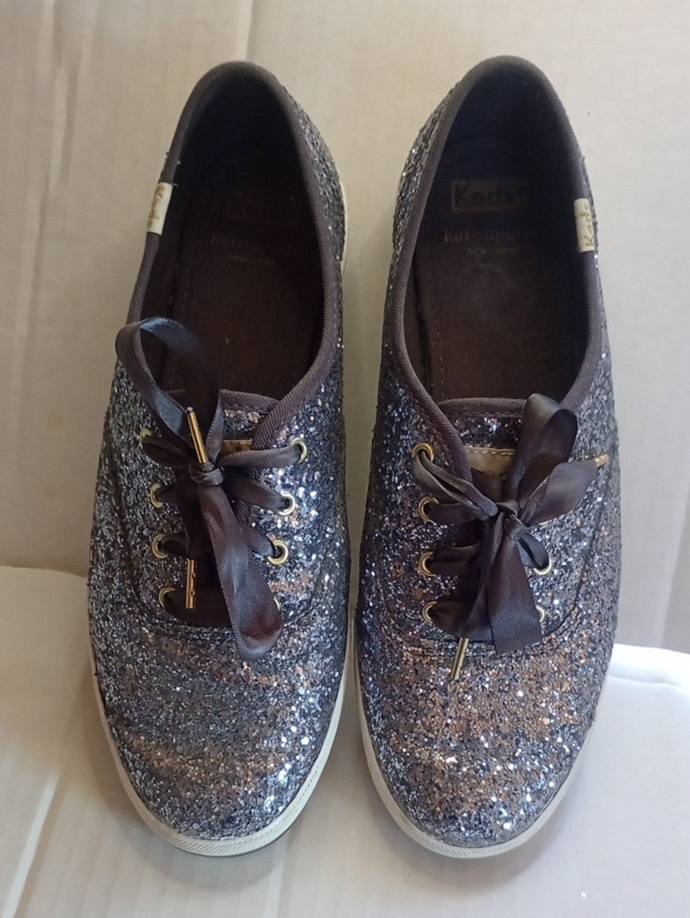 Keds X Kate Spade Glitter Lace Up Sneakers Women's Size 8 Sparkling Blue Shoes